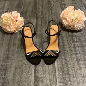 Mari A Black Embroidered Sandals